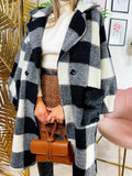 Cappotto a quadri nero