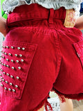 Short Vintage Levi’s rosso con borchie argento