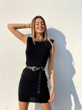 Abito in maglia nero con catena