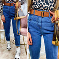 Jeans boyfriend con cintura compresa brown
