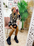 Maxi maglione morbidissimo con cuori Nero