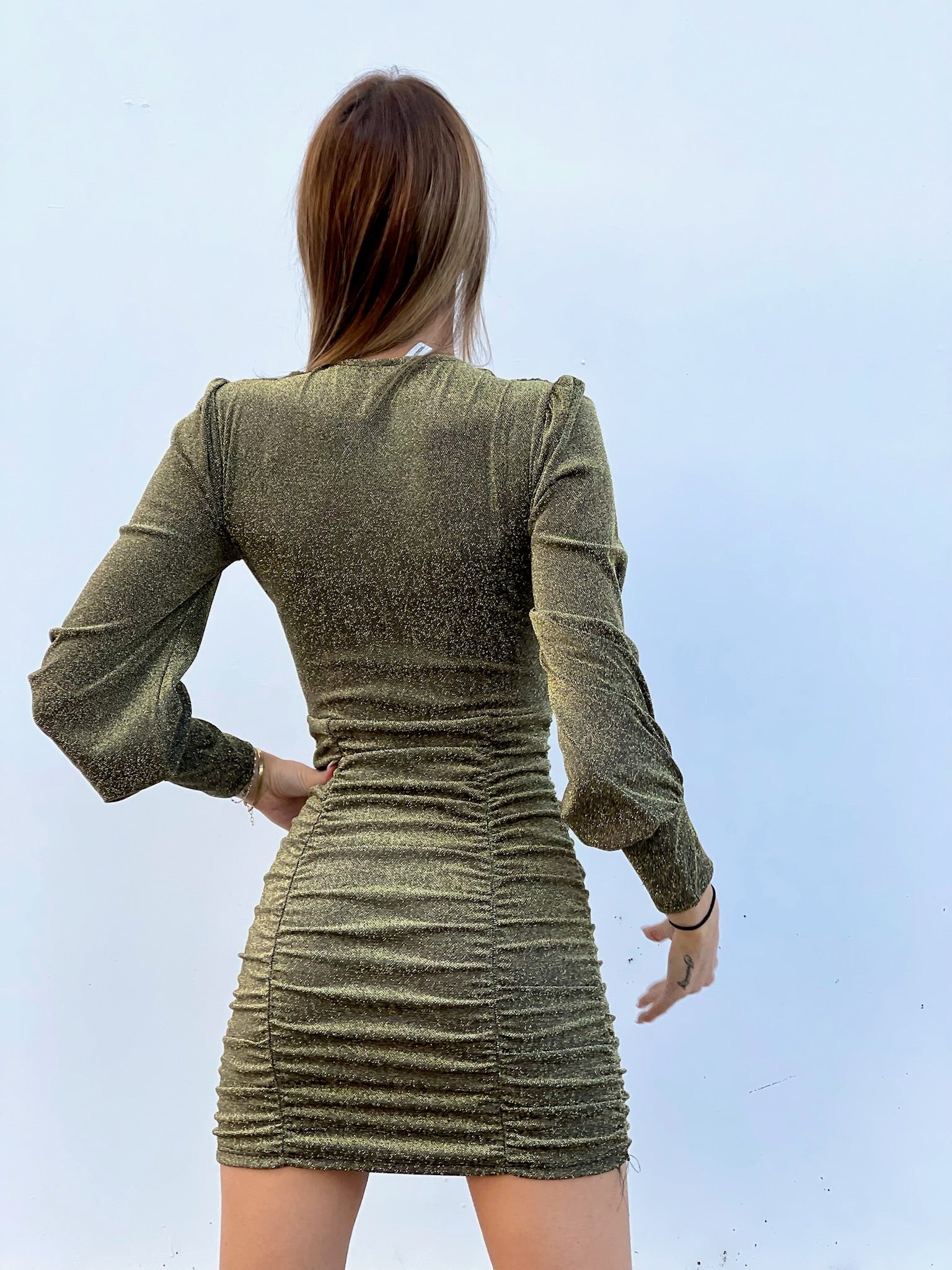 Abito glitter Oro con bottoncini