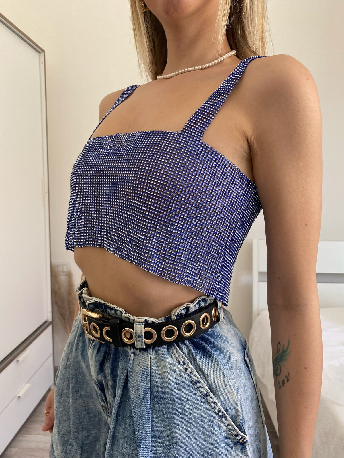 Top luxsequin blu