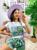 Completo etnico Short e t-shirt base Verde
