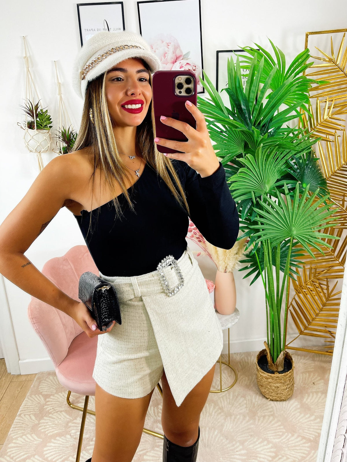 Short bianco glitterato