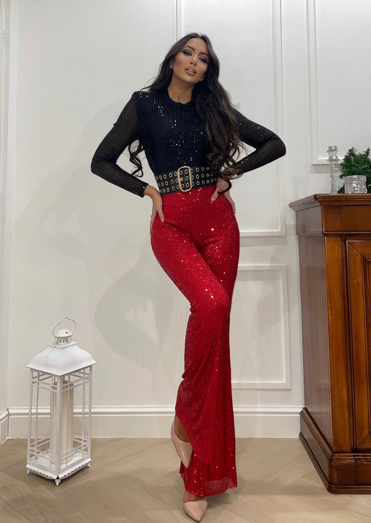 Completo Pantalone e body in paillettes