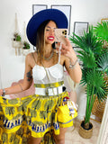 Gonna asimmetrica giallo blu