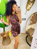 Tutina in raso con fiori base nera