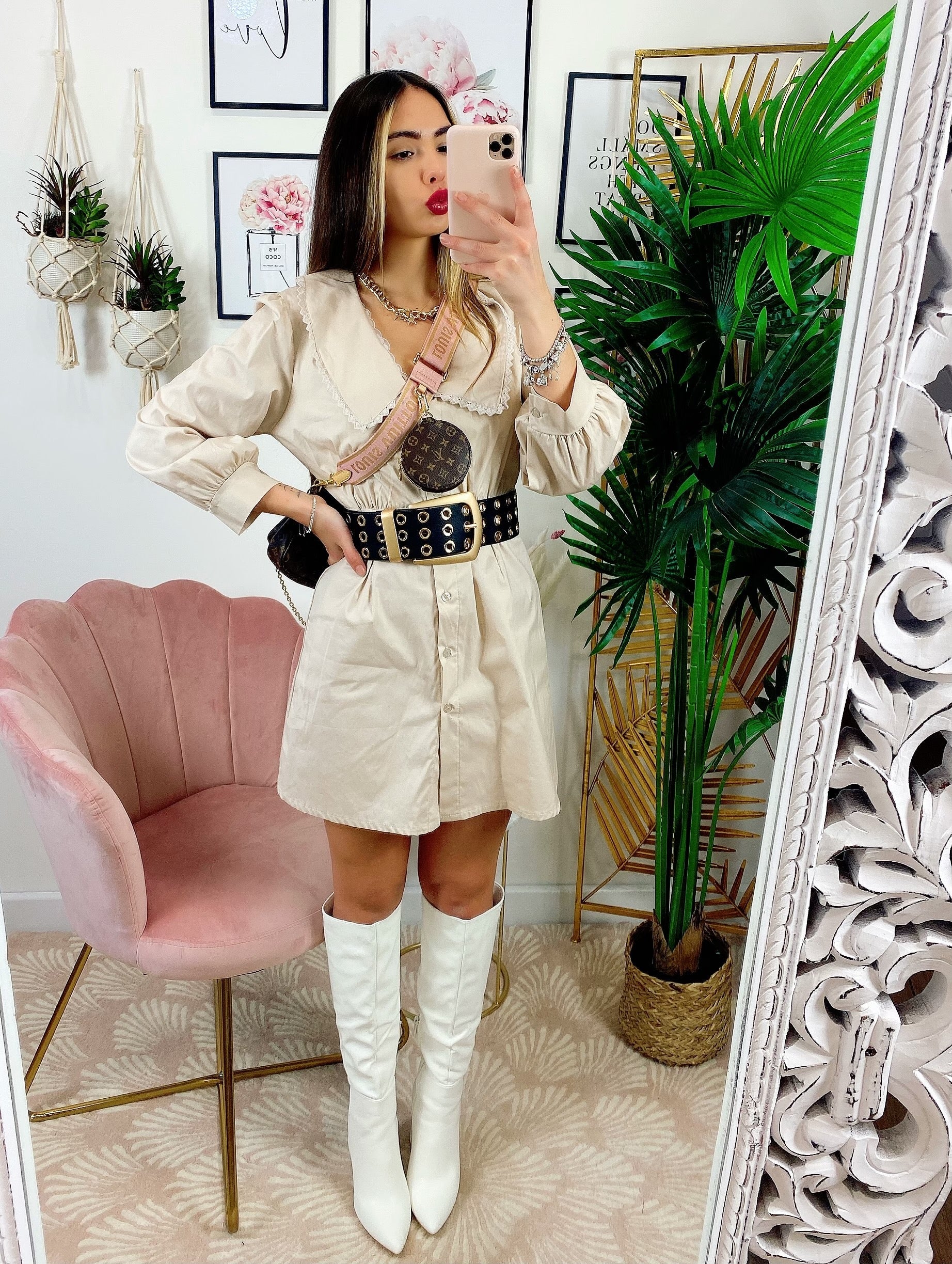 Abito a camicetta beige