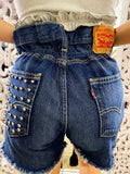 Short Vintage Levi’s jeans scuro con borchie argento
