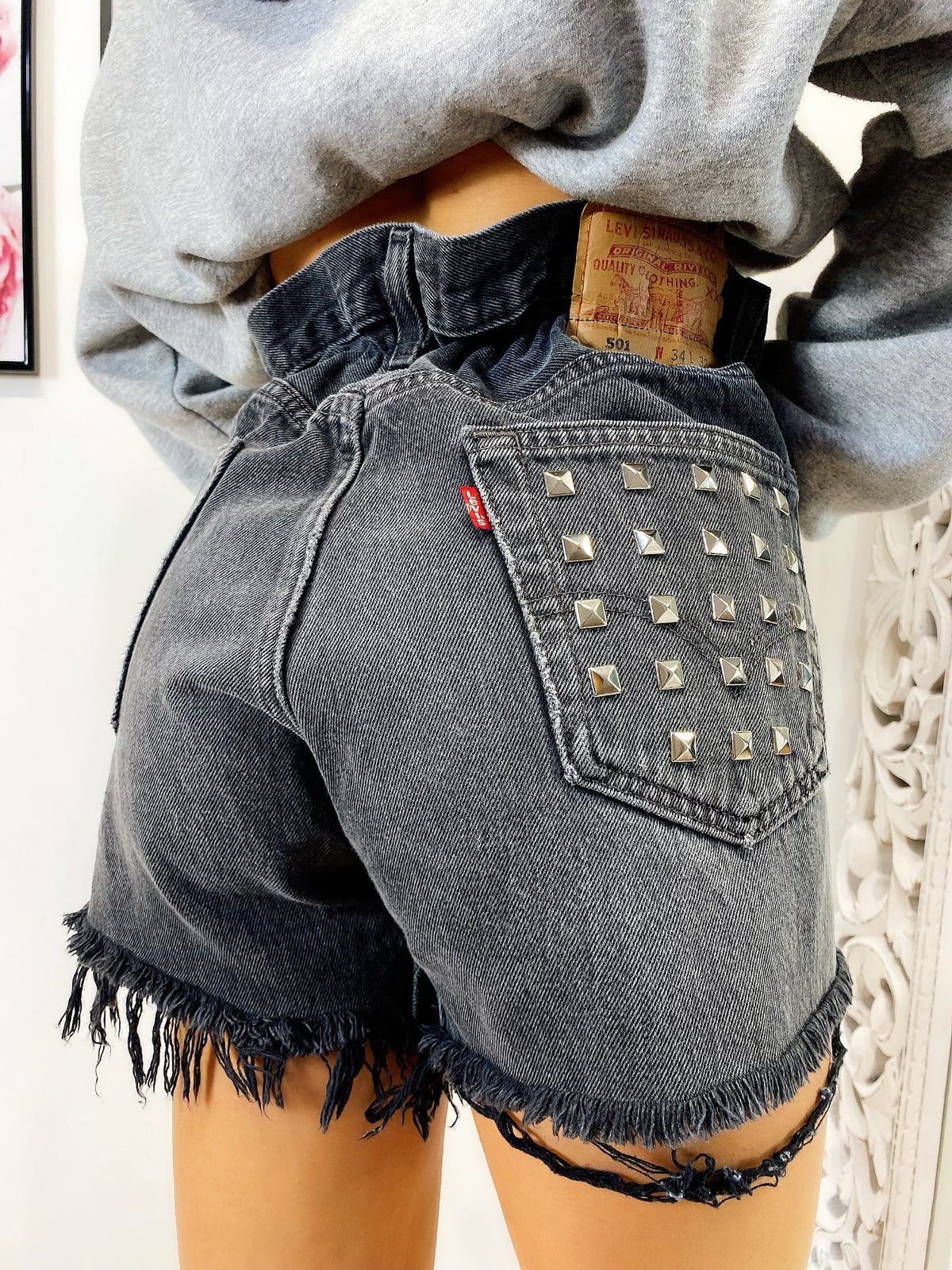 Short Levi’s Vintage con Borchie bagno grigio