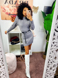 Abito in maglia con trecce e spalline Grigio