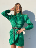 Abito in raso verde smeraldo