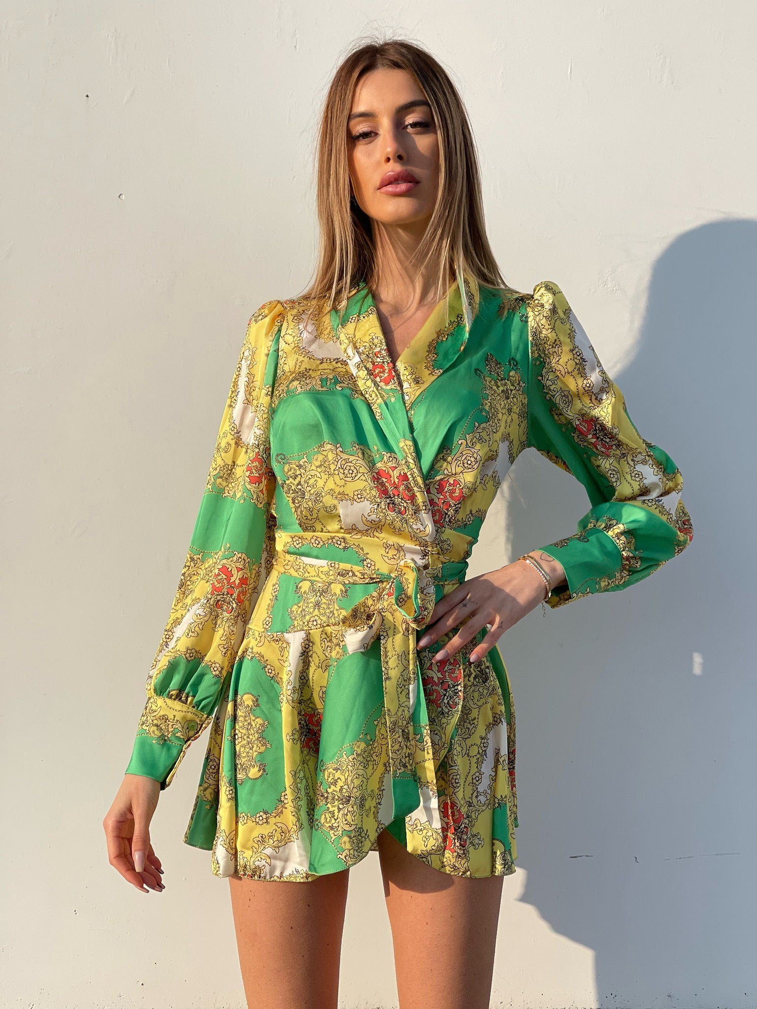 Abito etnico giallo e verde