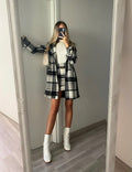 Cappotto check bianco nero