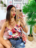 maglia floreale con catena base Rosa