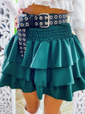 Gonna con balze verde bottiglia