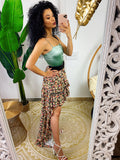Maxi gonna con fiori corta davanti