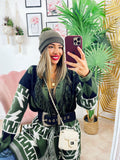 Cardigan frange e dettaglio verde