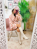 Cappotto Teddy bianco rosa