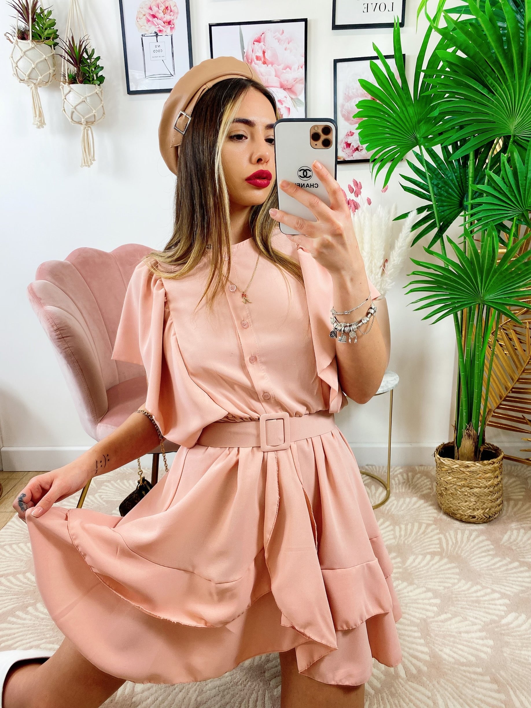 Abito con cintura Rosa