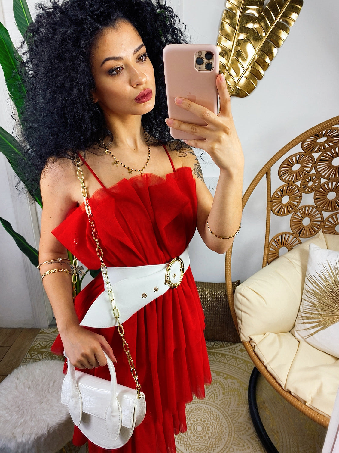 Abito a balze rosso Venere