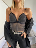 Top con strass nero