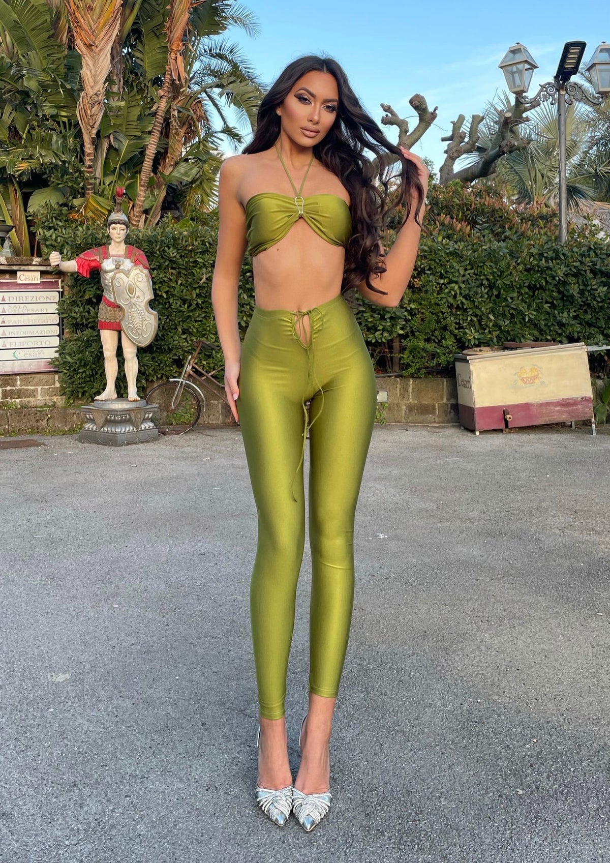 Completo top e pantalone lime