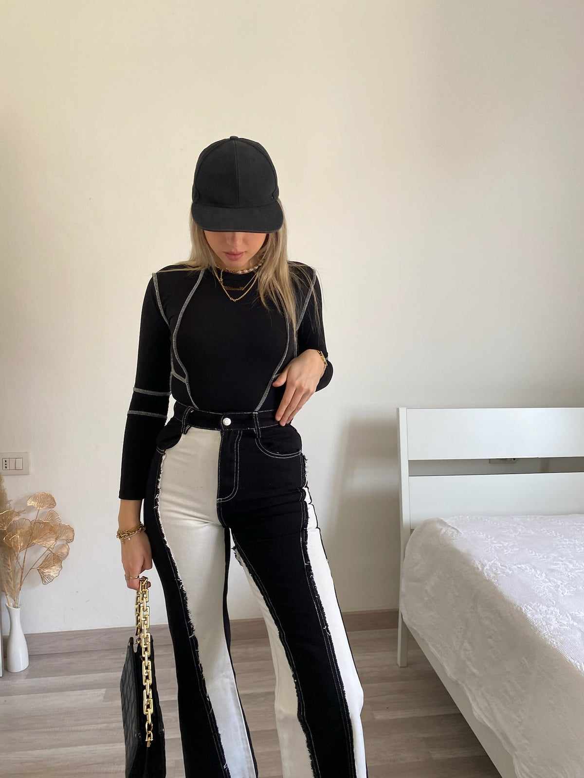 Jeans bianco nero