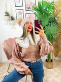 Maglione rosa collo a Camicetta rosa