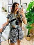 Completo Short e Smanicato Fantasia Bianca Nera