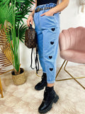 Jeans con cuori Nero