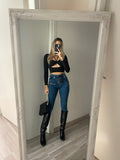 Jeans con lacci sul davanti
