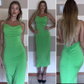 Abito lungo push up verde fluo