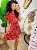 Abito a cuori rosso con cintura