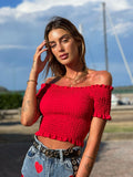 Top plissettano rosso