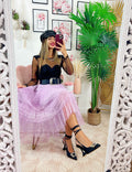 Gonna in tulle a balze lilla
