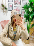 Bomber crop in ecopelle Beige