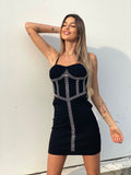 Abito a spalline con strass