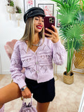 Cardigan a trecce lilla