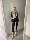 Completo giacca e pantalone strass nero