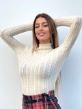 Maglioncino a trecce bianco