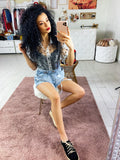 Levi’s Short Vintage con strappi senza tasca borchiati