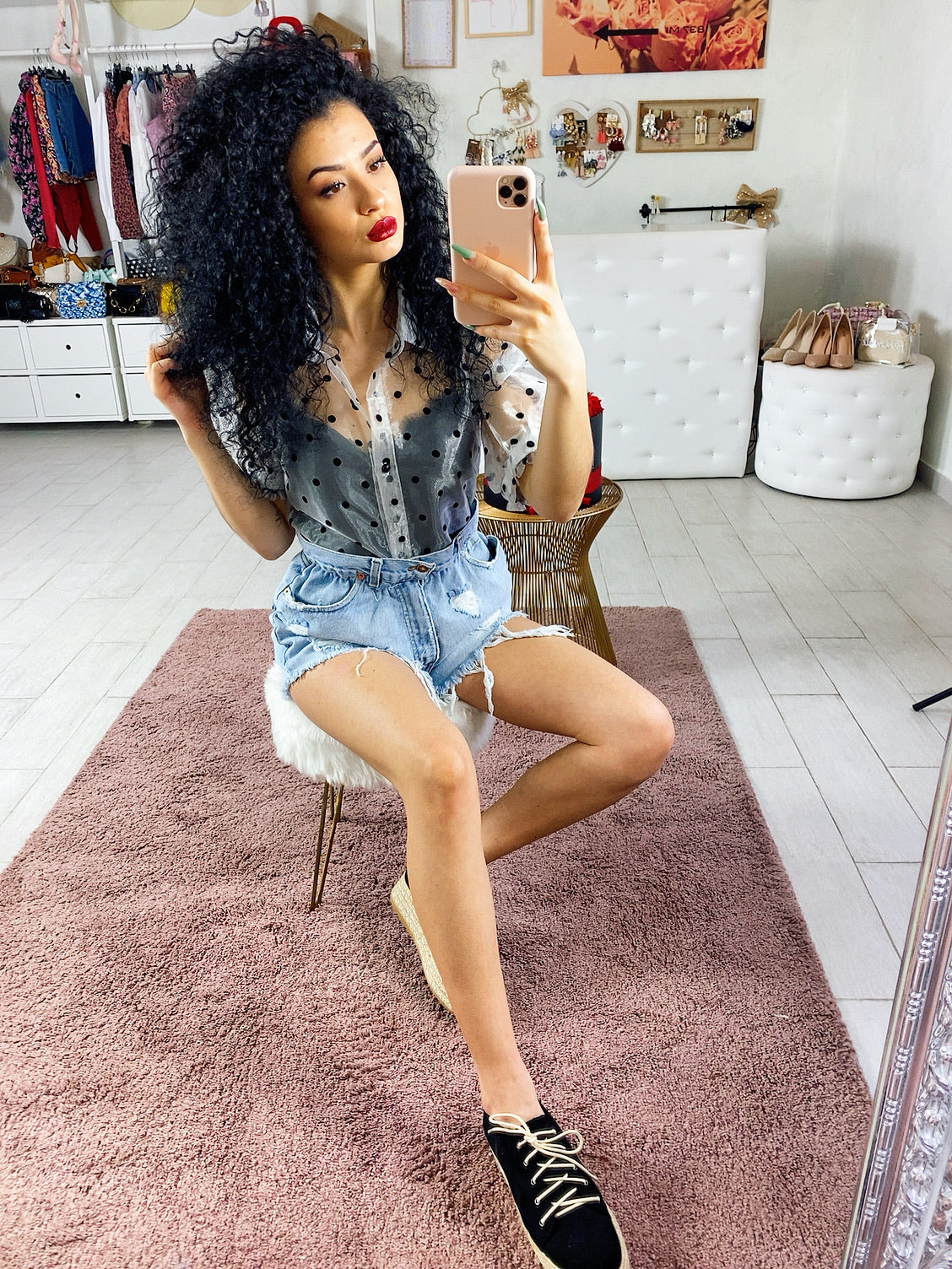 Levi’s Short Vintage con strappi senza tasca borchiati