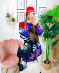 Cardigan con frange e cinta Rosso blu