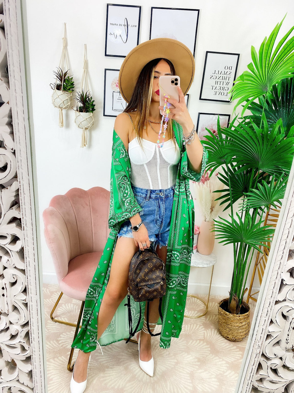 Kimono stampa bandana Verde