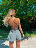Short in jeans grigio