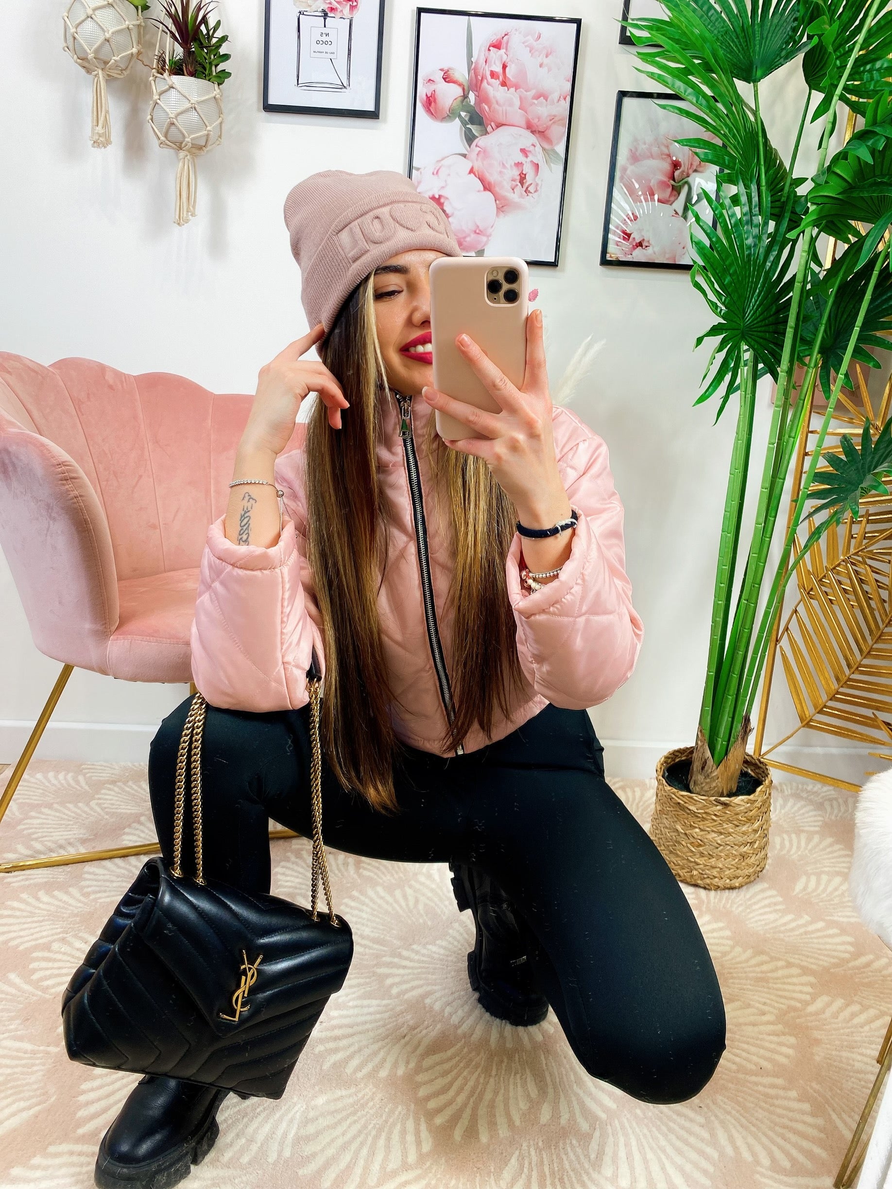 Bomber crop a rombi Rosa