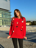 Maxi maglione con pupazzetti