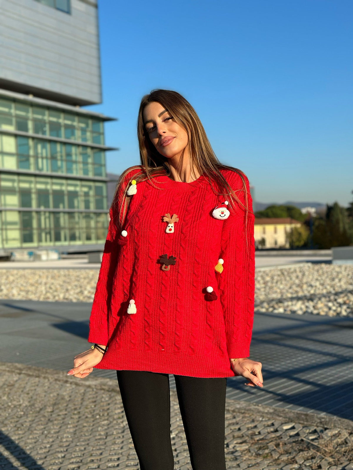 Maxi maglione con pupazzetti